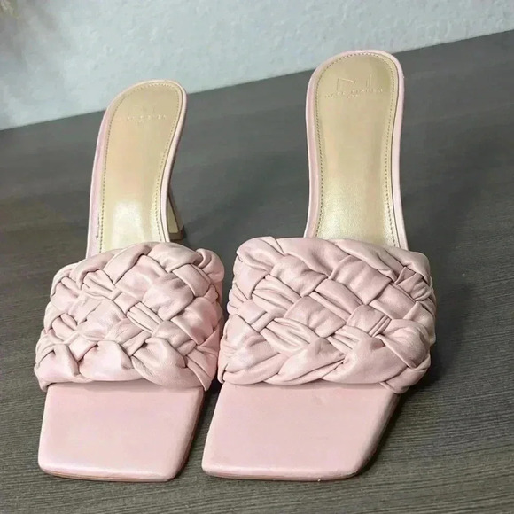Marc Fisher Women’s Draya Slide Heeled Sandals Pink Square Toe Braided Size 7.5 - Picture 2 of 8